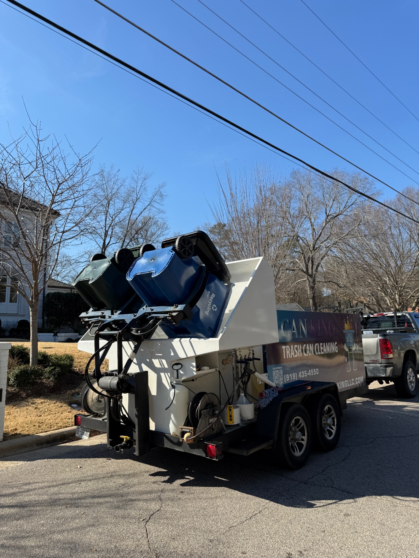 Can King hot water trash can cleaning trailer